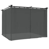 vidaXL Prieel met gordijnen 3x3 m staal crèmekleurig