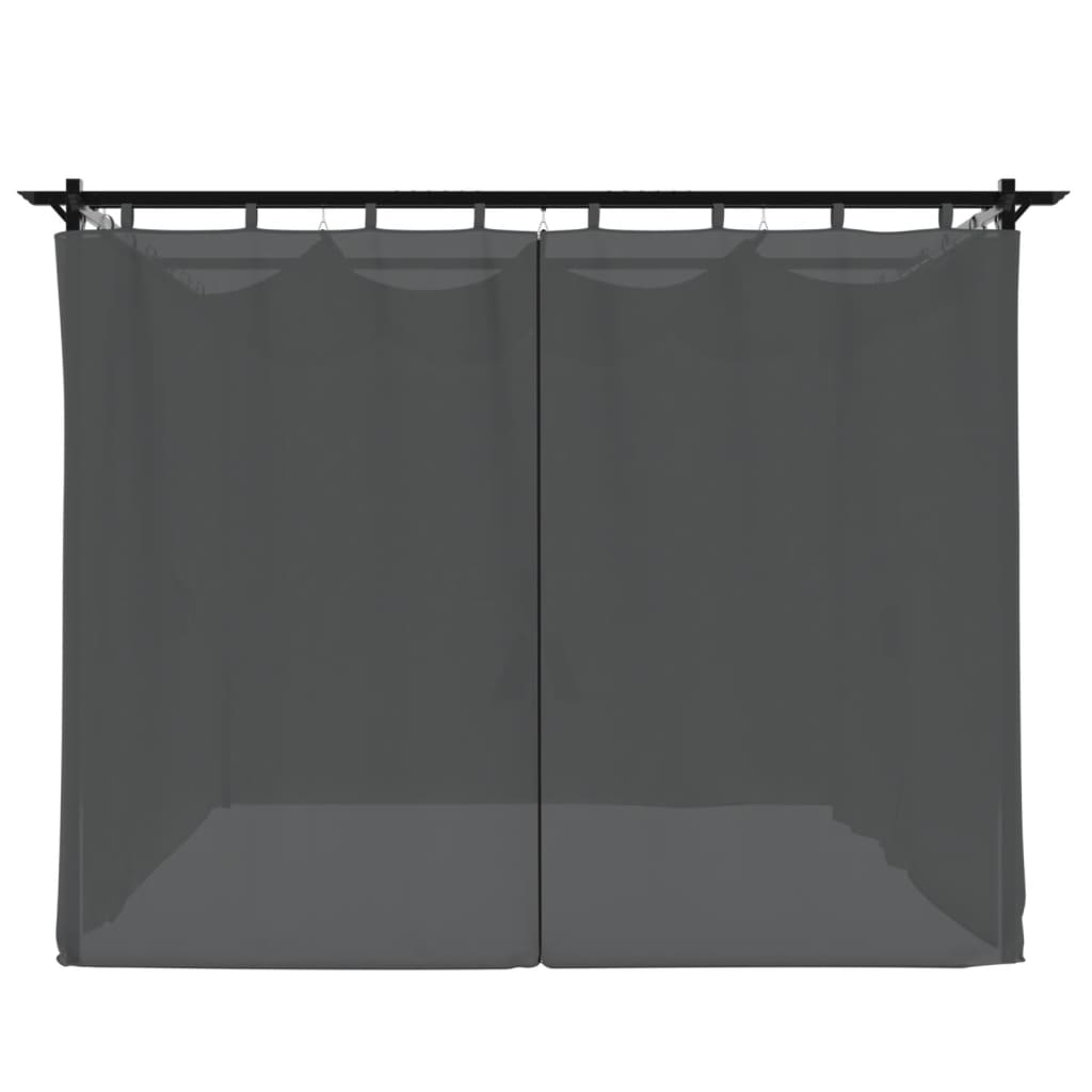 vidaXL Prieel met gordijnen 3x3 m staal crèmekleurig