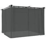vidaXL Prieel met gordijnen 3x3 m staal crèmekleurig