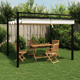 vidaXL Prieel met uittrekbaar dak 3x3 m aluminium crèmekleurig
