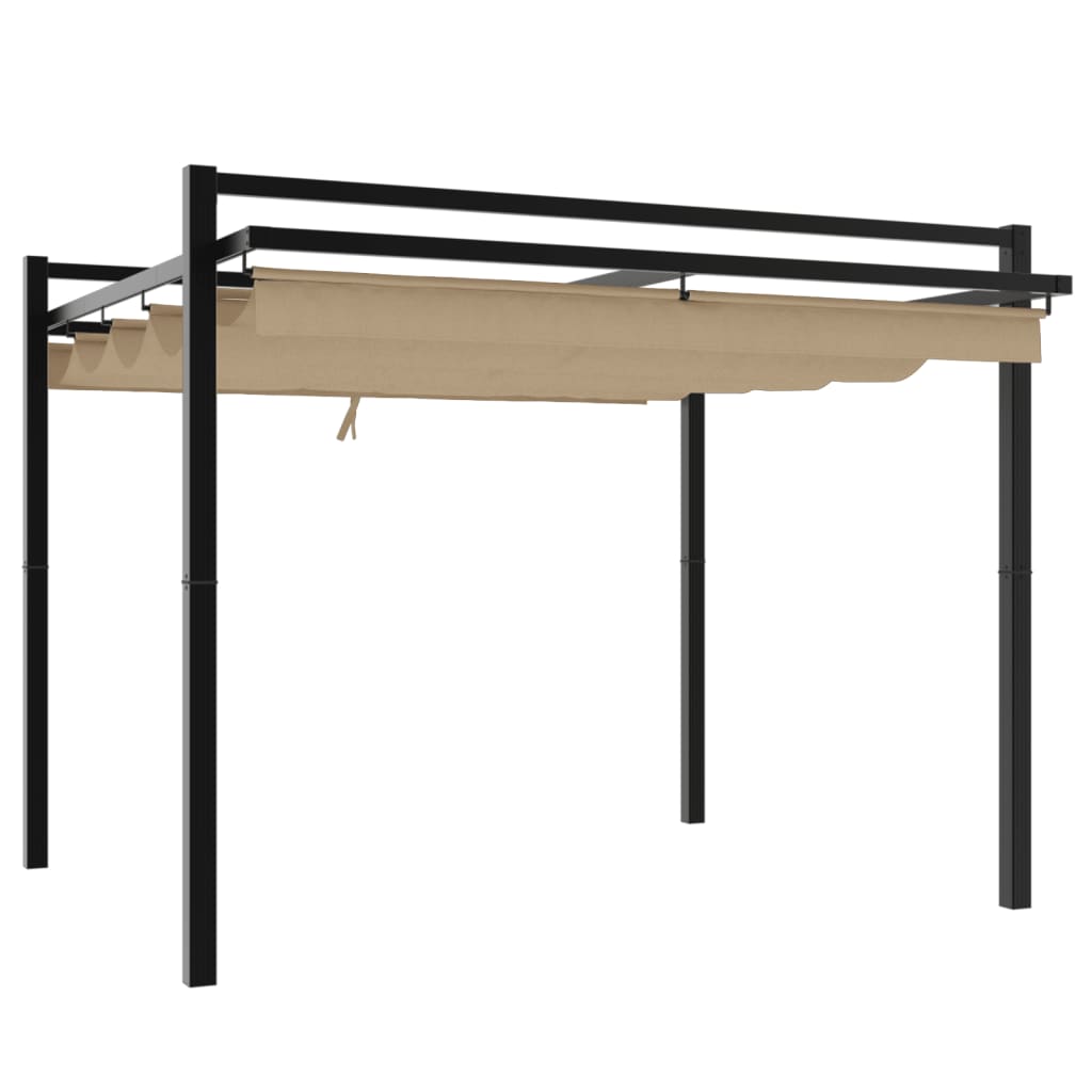 vidaXL Prieel met uittrekbaar dak 3x3 m aluminium crèmekleurig