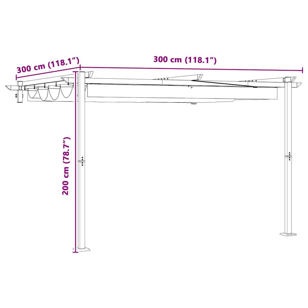 vidaXL Gazebo Cream 300 x 300 x 200 cm Polyester