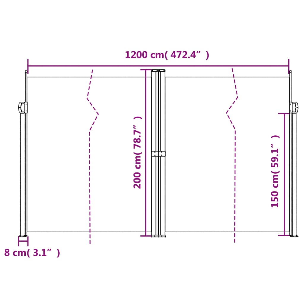 vidaXL Windscherm uittrekbaar 100x600 cm zwart