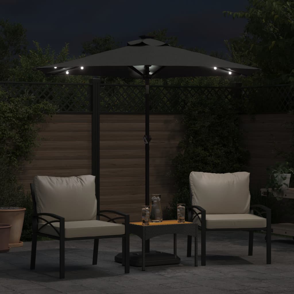 vidaXL Parasol met LED's en stalen paal 225x225x212 cm wit