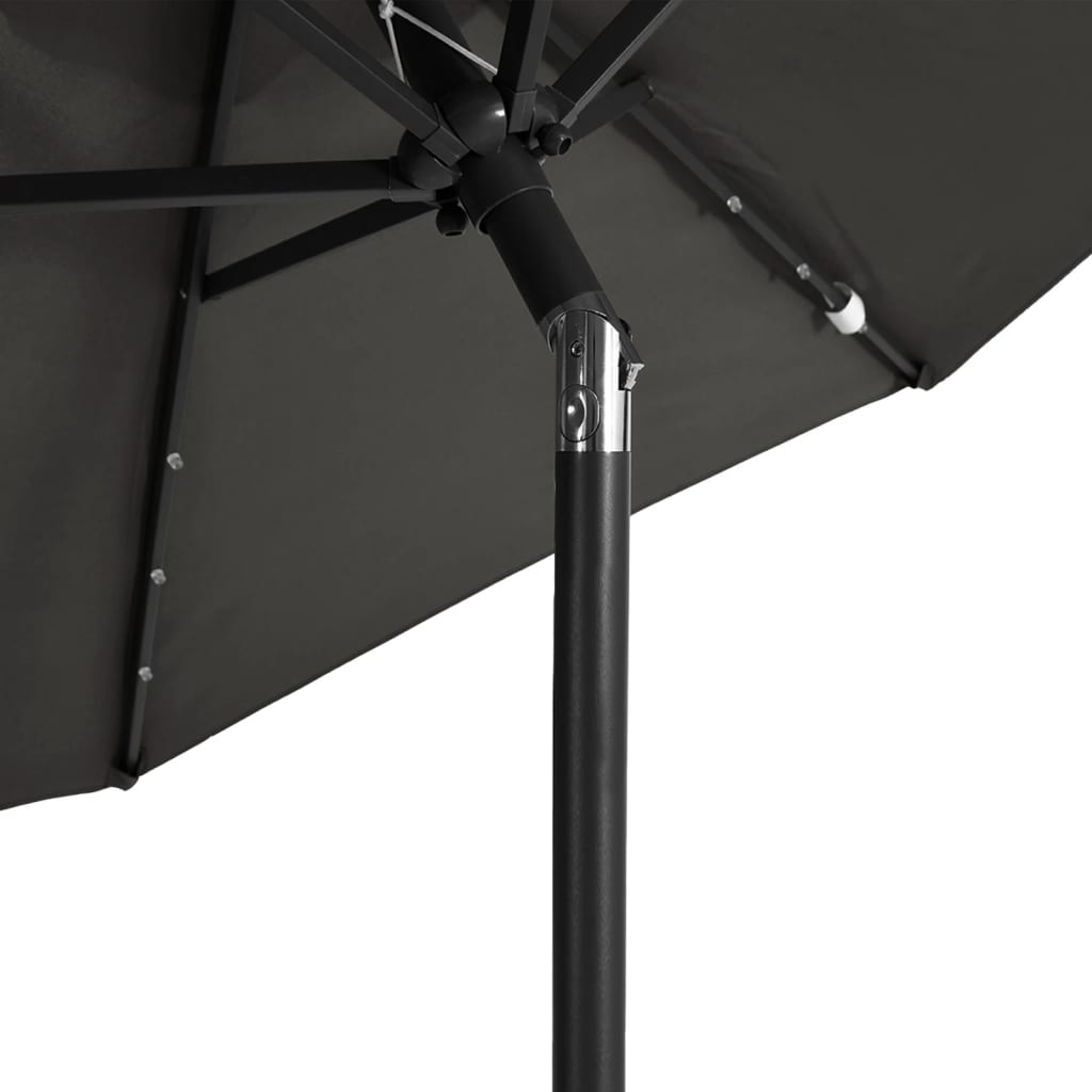 vidaXL Parasol met LED's en stalen paal 225x225x212 cm wit