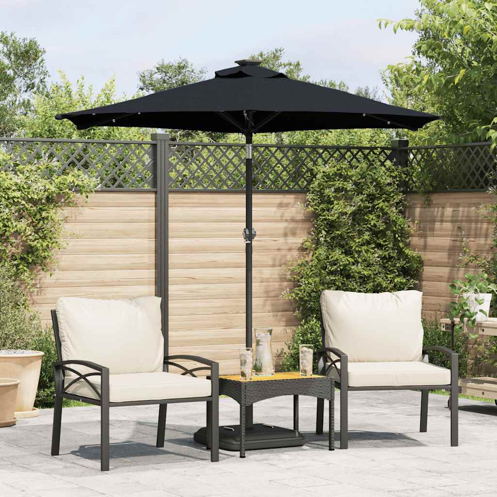 vidaXL Parasol met LED's en stalen paal 225x225x212 cm wit