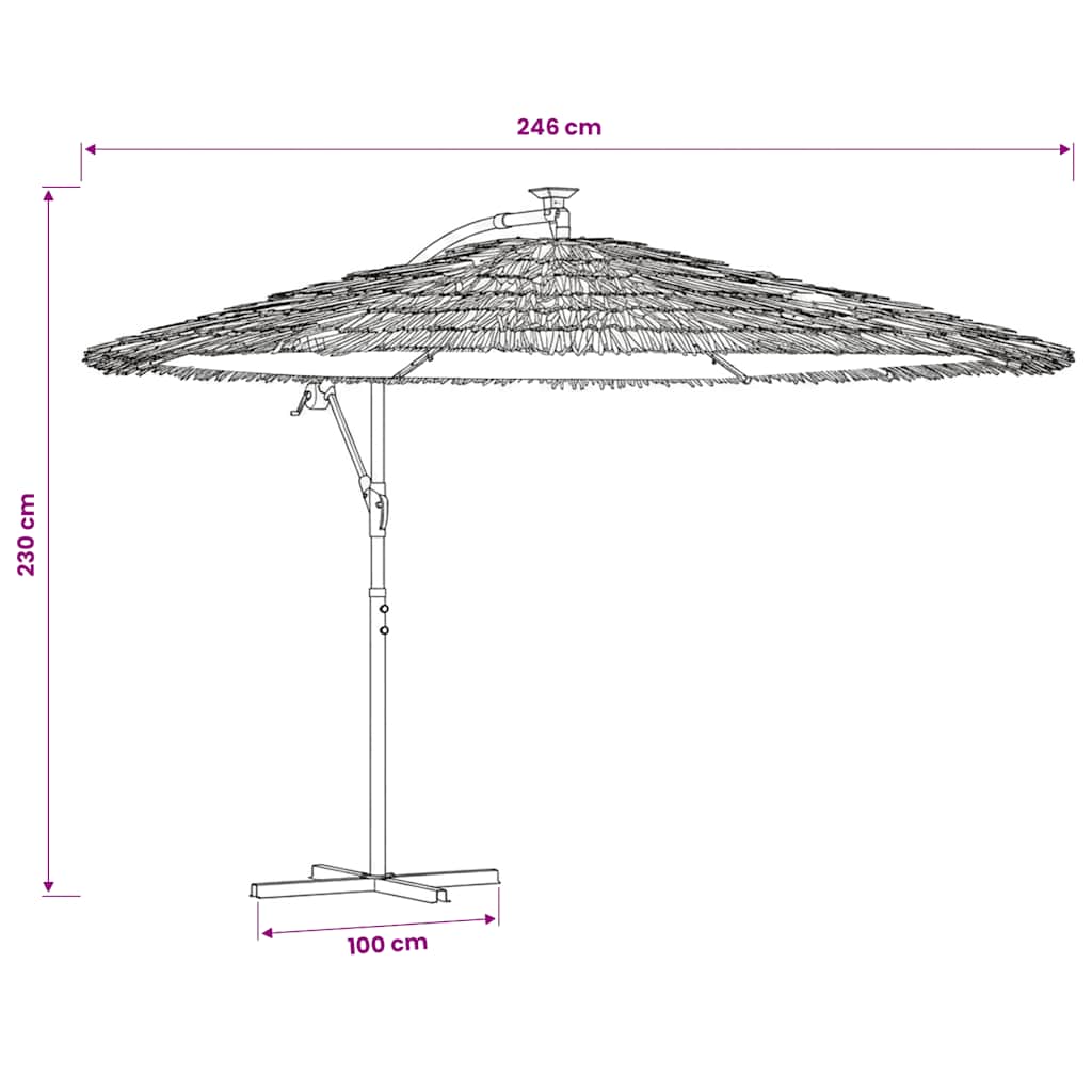 vidaXL Parasol with LEDs and Steel Pole 246x246x230 cm Brown