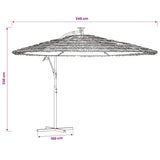 vidaXL Parasol with LEDs and Steel Pole 246x246x230 cm Brown