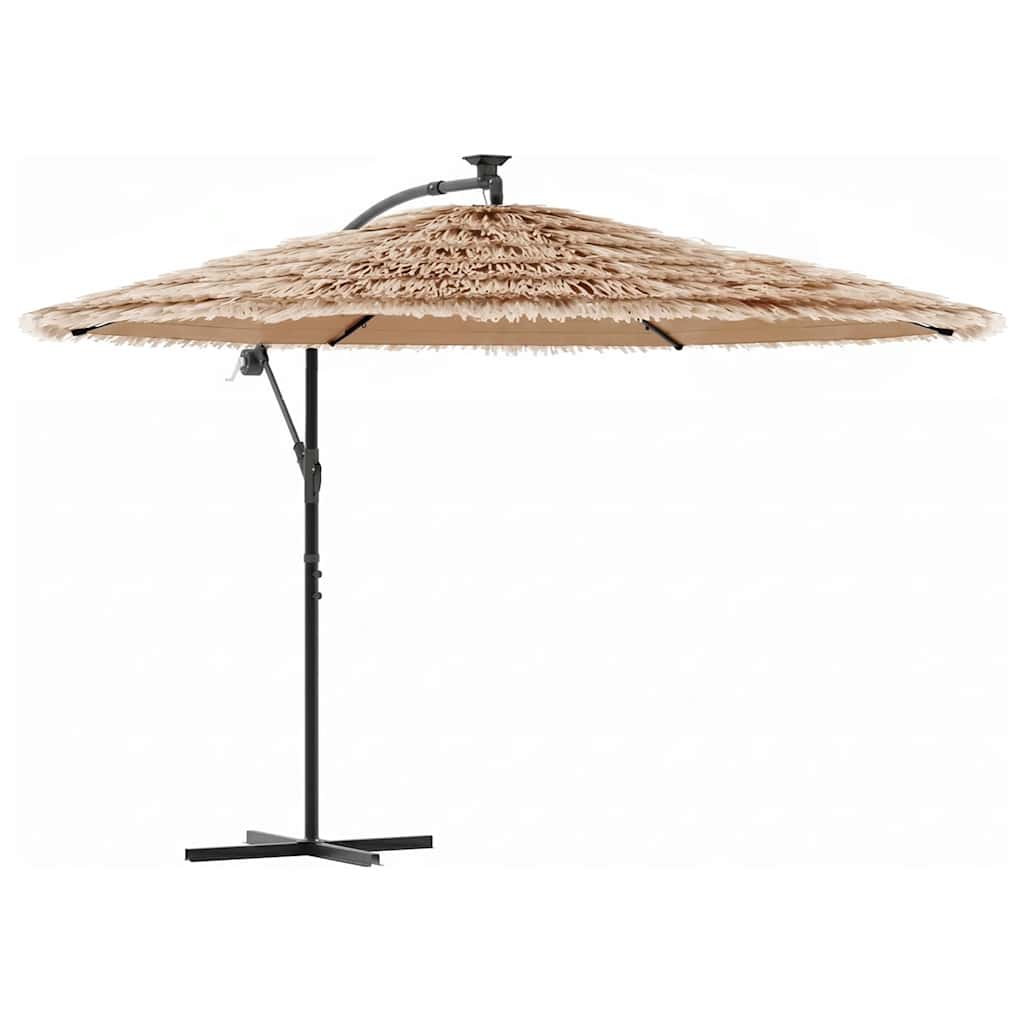 vidaXL Parasol with LEDs and Steel Pole 246x246x230 cm Brown
