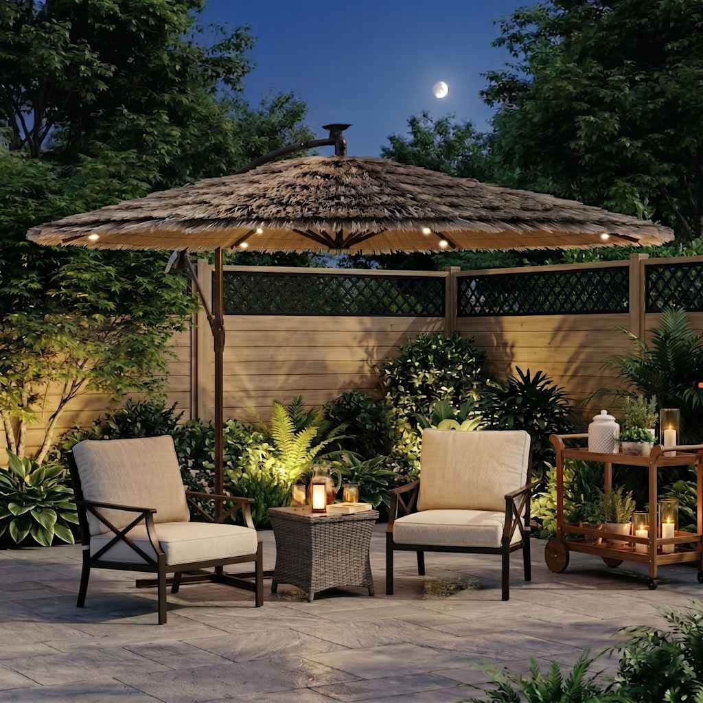 vidaXL Parasol with LEDs and Steel Pole 246x246x230 cm Brown