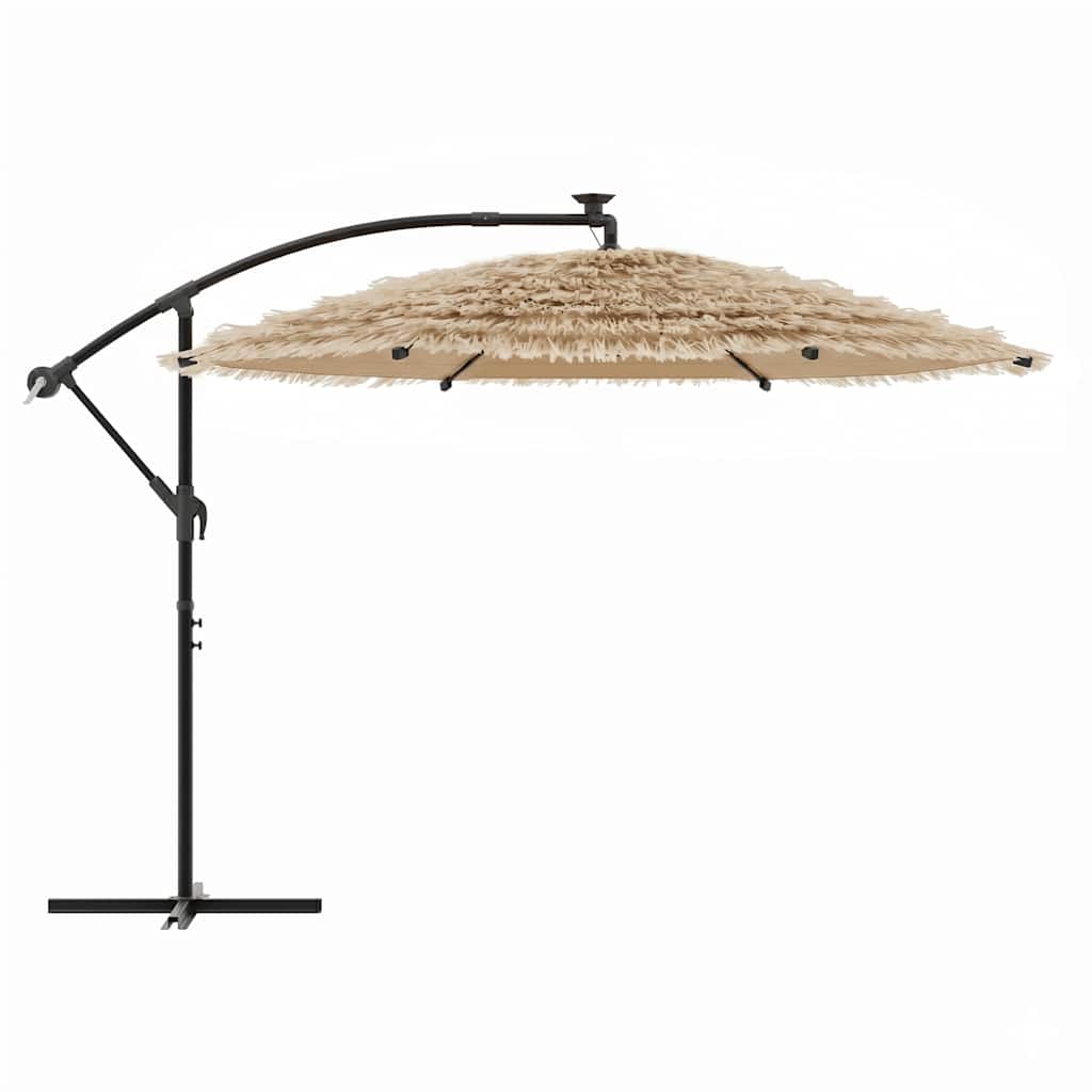 vidaXL Parasol with LEDs and Steel Pole 246x246x230 cm Brown