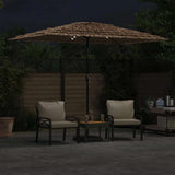 vidaXL Parasol met LED's en stalen paal 248x248x248 cm bruin