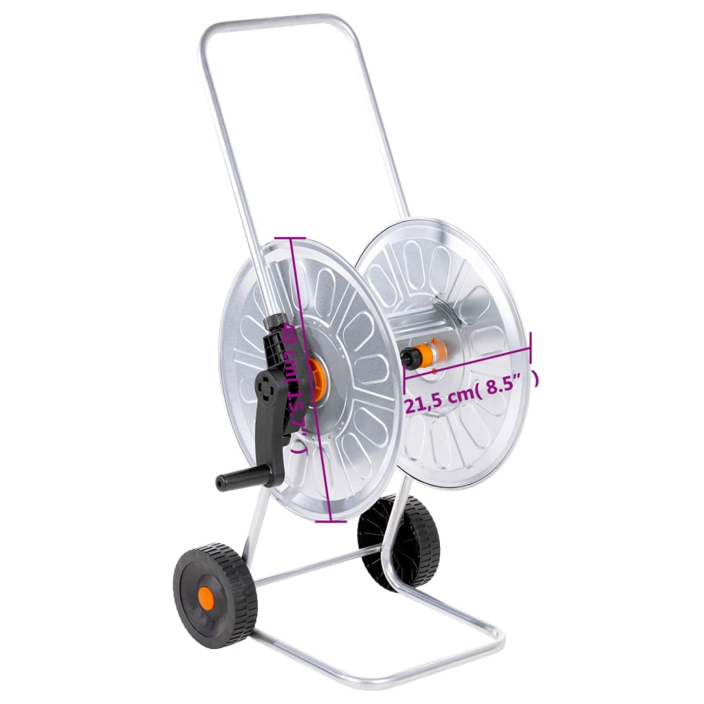 vidaXL Tuinslangkar voor 50 m 1/2" of 35 m 3/4" slang staal
