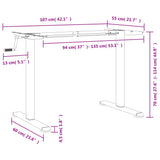 vidaXL Zit-sta bureauframe (94-135)x60x(70-114) cm staal wit