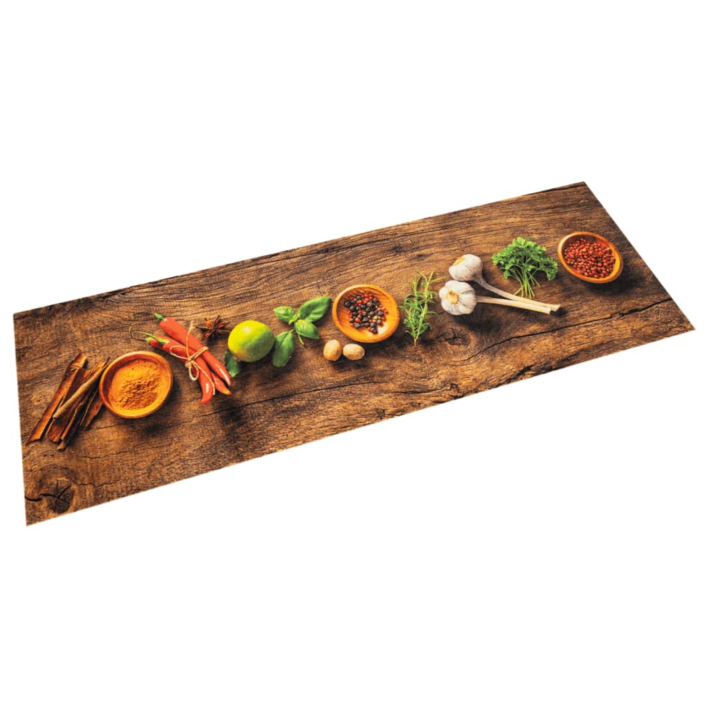 vidaXL Keukenmat wasbaar groenteprint 45x150 cm fluweel