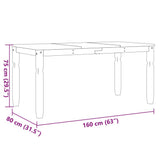 vidaXL Corona Dining Table 112x60x75 cm Solid Pine Wood