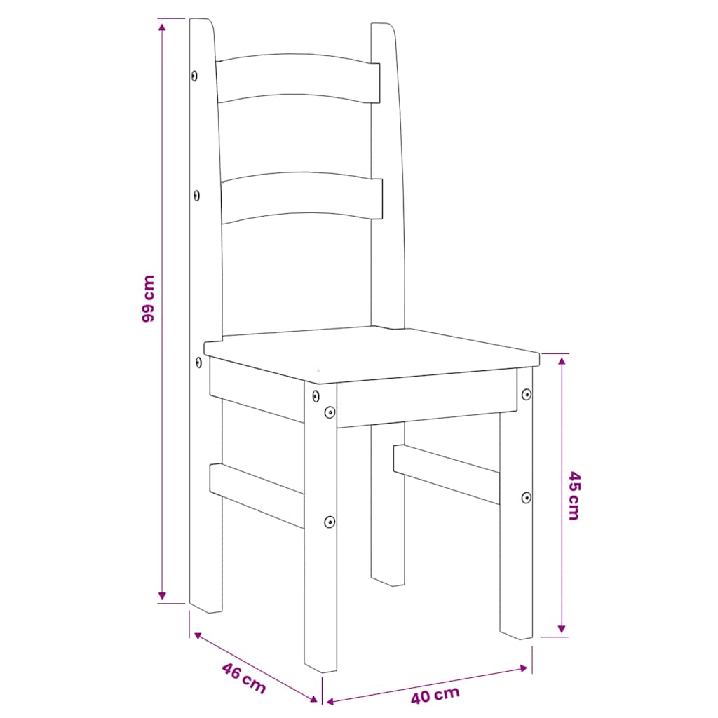 vidaXL Eetkamerstoelen 2 st 40x46x99 cm massief grenenhout