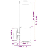 vidaXL Buitenwandlamp Zilver 12 x 8,5 x 27 cm RVS en plastic