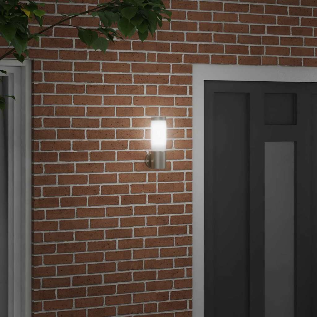vidaXL Buitenwandlamp Zilver 12 x 8,5 x 27 cm RVS en plastic