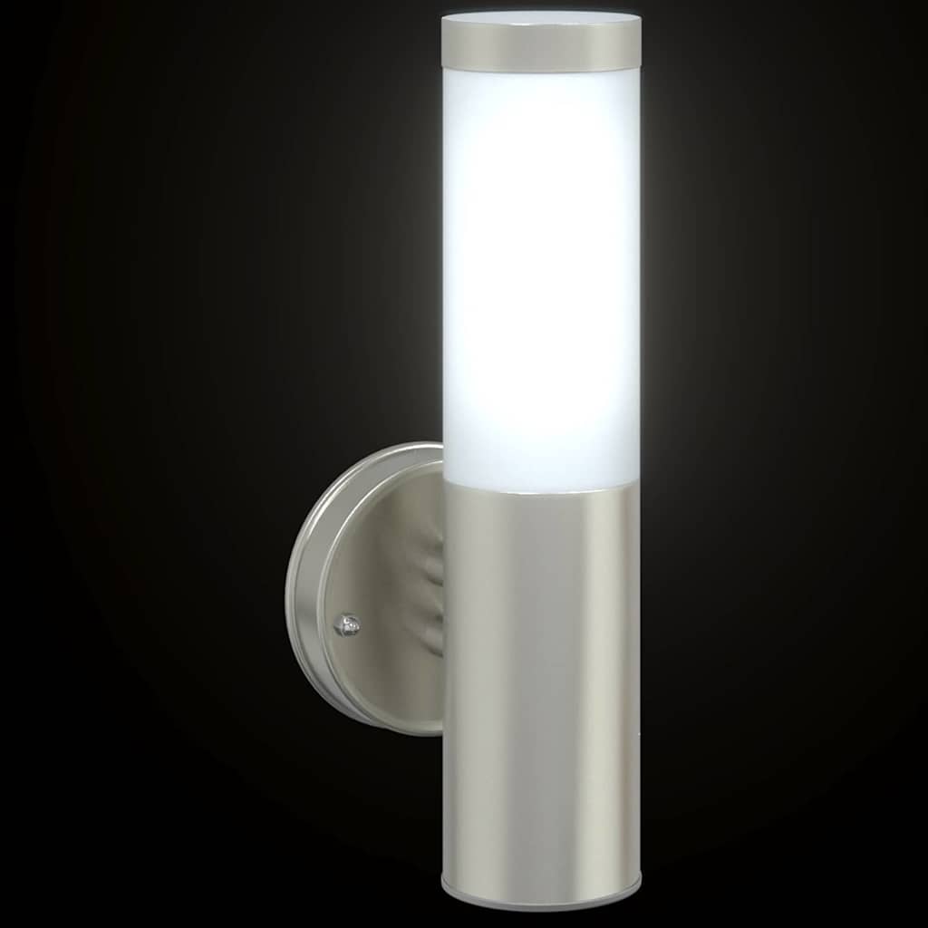 vidaXL Outdoor Wall Lamp Silver 15 x 7.5 x 33 cm Stainless Steel and Plastic