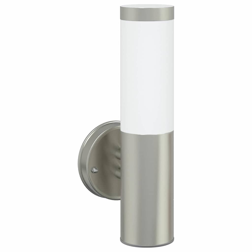 vidaXL Outdoor Wall Lamp Silver 15 x 7.5 x 33 cm Stainless Steel and Plastic