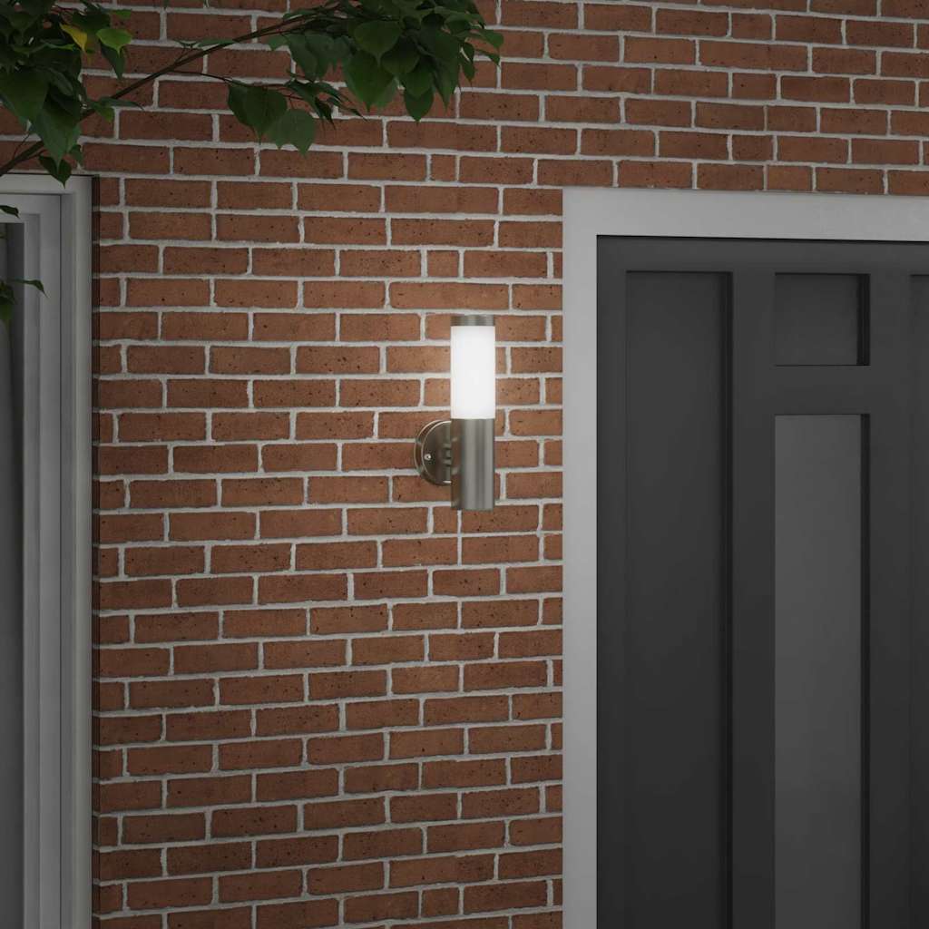vidaXL Outdoor Wall Lamp Silver 15 x 7.5 x 33 cm Stainless Steel and Plastic