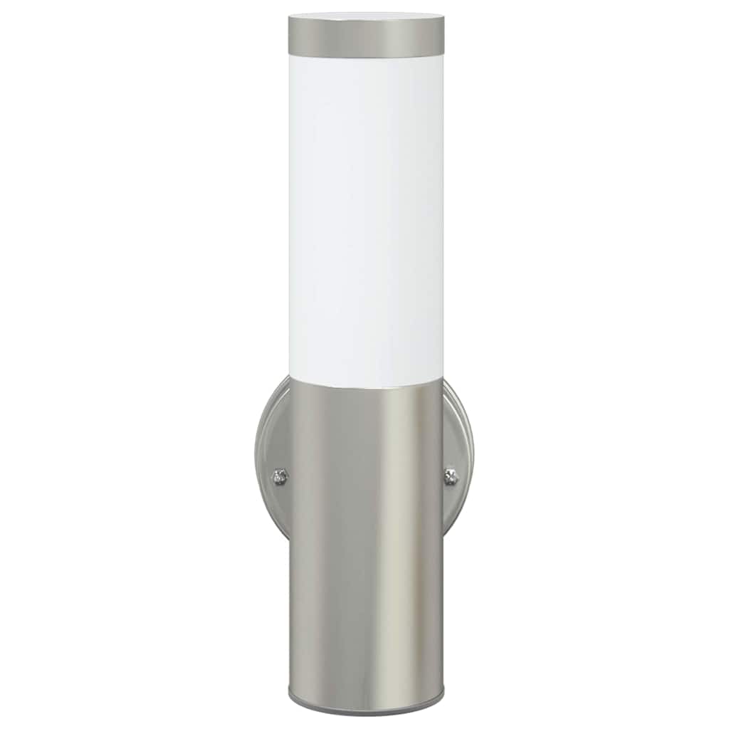 vidaXL Outdoor Wall Lamp Silver 15 x 7.5 x 33 cm Stainless Steel and Plastic