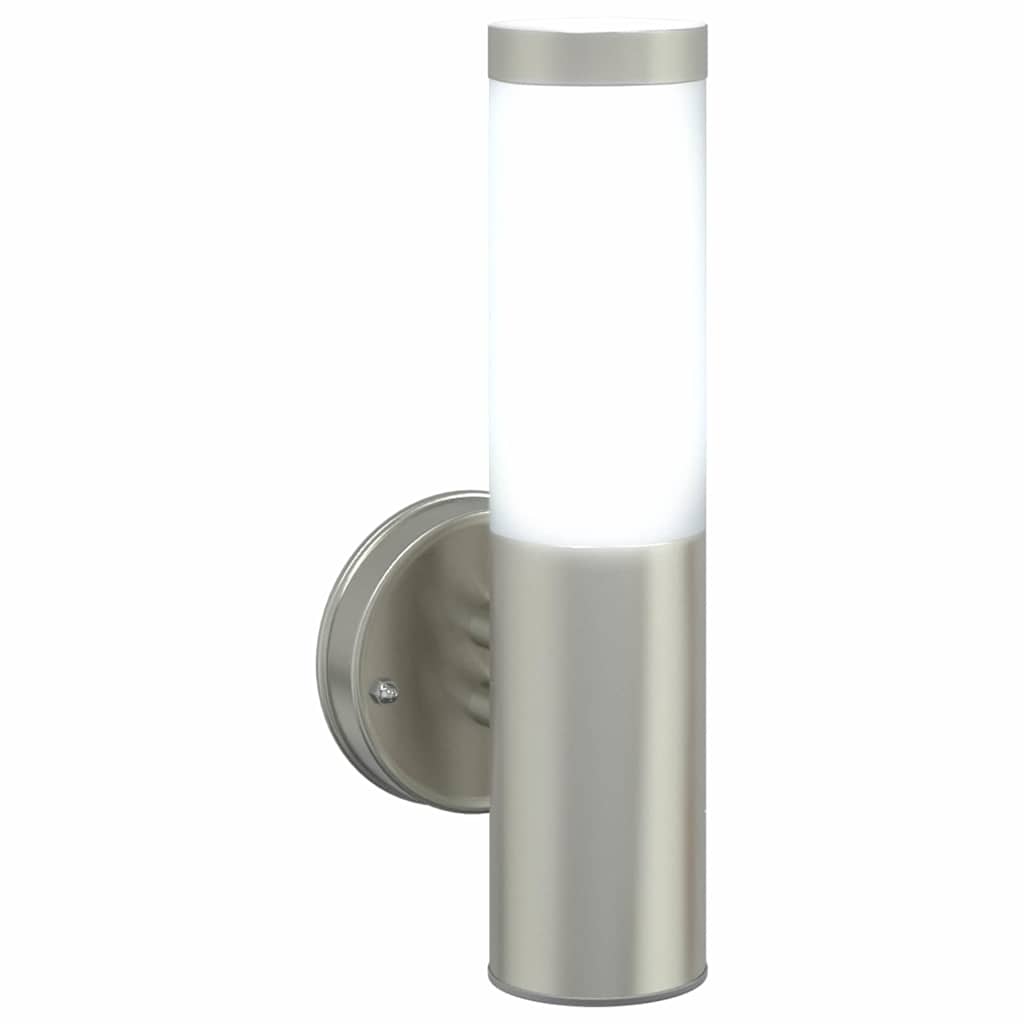 vidaXL Outdoor Wall Lamp Silver 15 x 7.5 x 33 cm Stainless Steel and Plastic