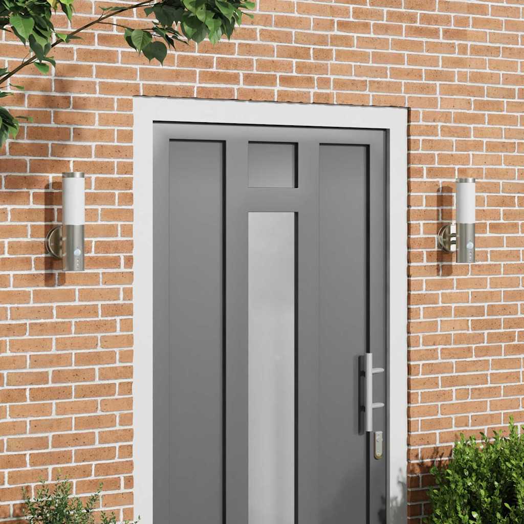 vidaXL Outdoor Wall Lamp Silver 15 x 7.5 x 33 cm Stainless Steel and Plastic
