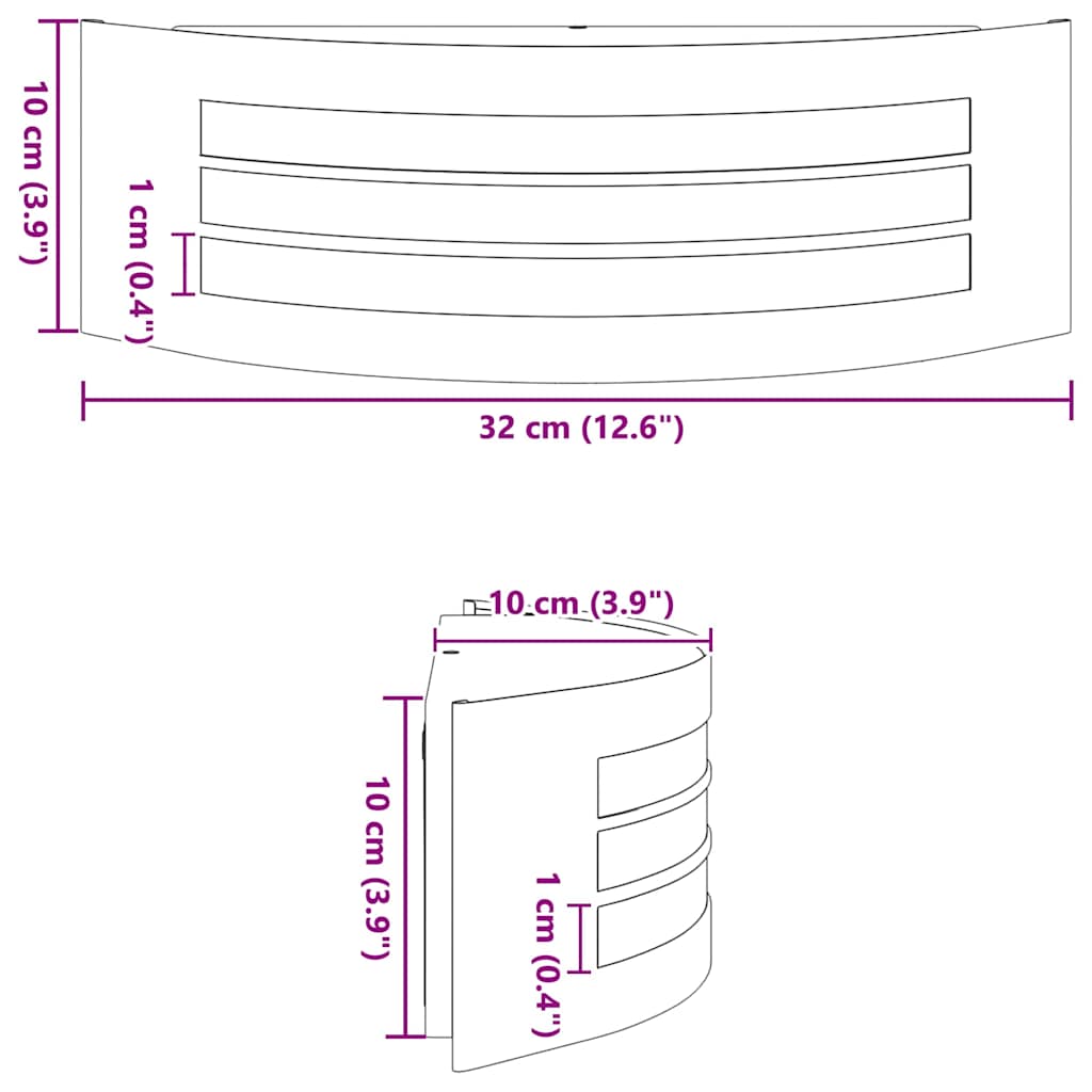 vidaXL Buitenwandlamp Zilver 32 x 10 x 10 cm RVS en plastic