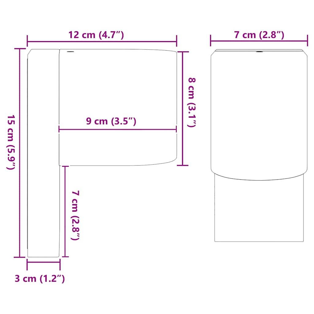 vidaXL Buitenwandlamp Zwart 12 x 7 x 15 cm Roestvrij staal