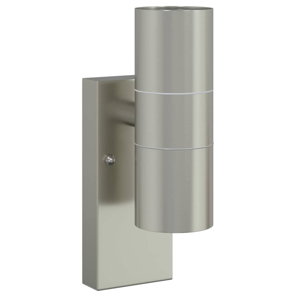 vidaXL Outdoor Wall Lamp Silver 7 x 10 x 22 cm Stainless Steel and Glass