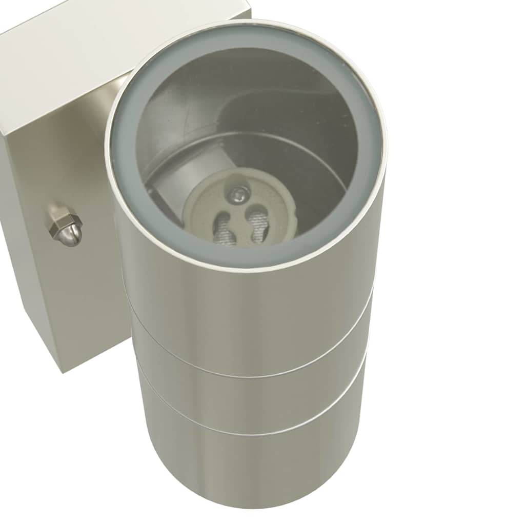 vidaXL Outdoor Wall Lamp Silver 7 x 10 x 22 cm Stainless Steel and Glass