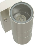 vidaXL Outdoor Wall Lamp Silver 7 x 10 x 22 cm Stainless Steel and Glass