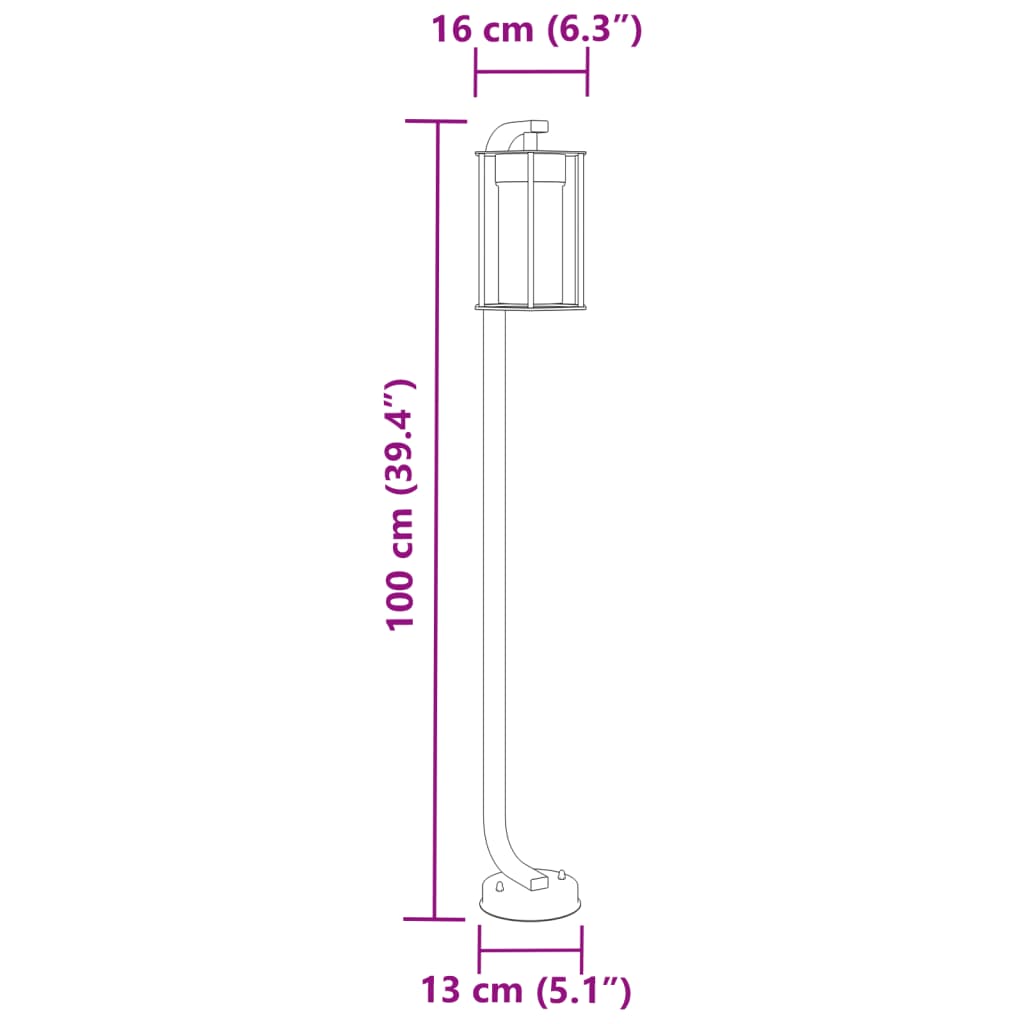 vidaXL Vloerlamp voor buiten 60 cm roestvrij staal zwart
