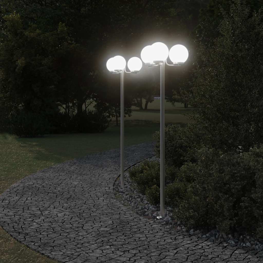 vidaXL Buitenvloerlampen 3 st 215 cm roestvrij staal zilverkleurig