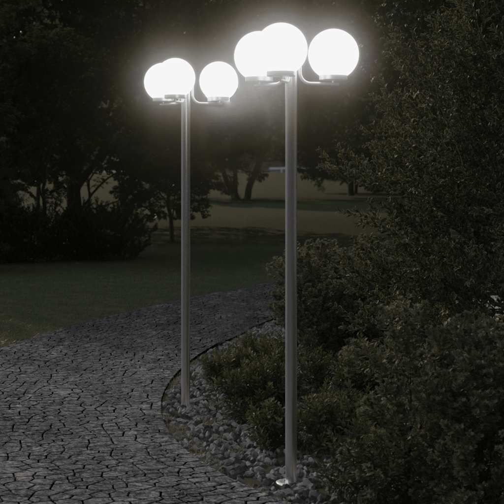 vidaXL Buitenvloerlampen 3 st 215 cm roestvrij staal zilverkleurig