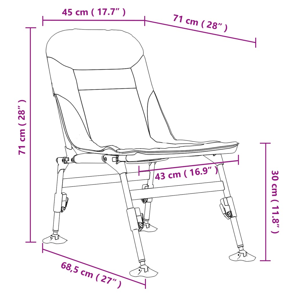 vidaXL Fishing Chair with Adjustable Mud Feet Foldable Green