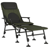 vidaXL Fishing Bed with Adjustable Mud Feet Foldable Green
