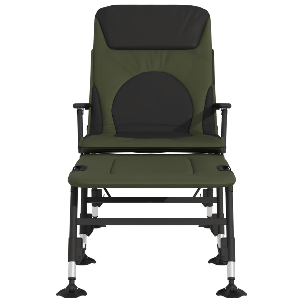 vidaXL Fishing Bed with Adjustable Mud Feet Foldable Green