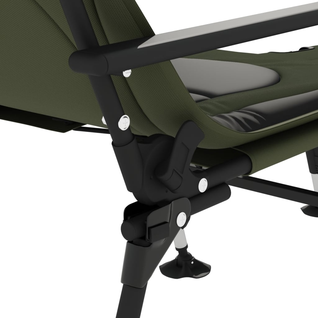 vidaXL Fishing Bed with Adjustable Mud Feet Foldable Green