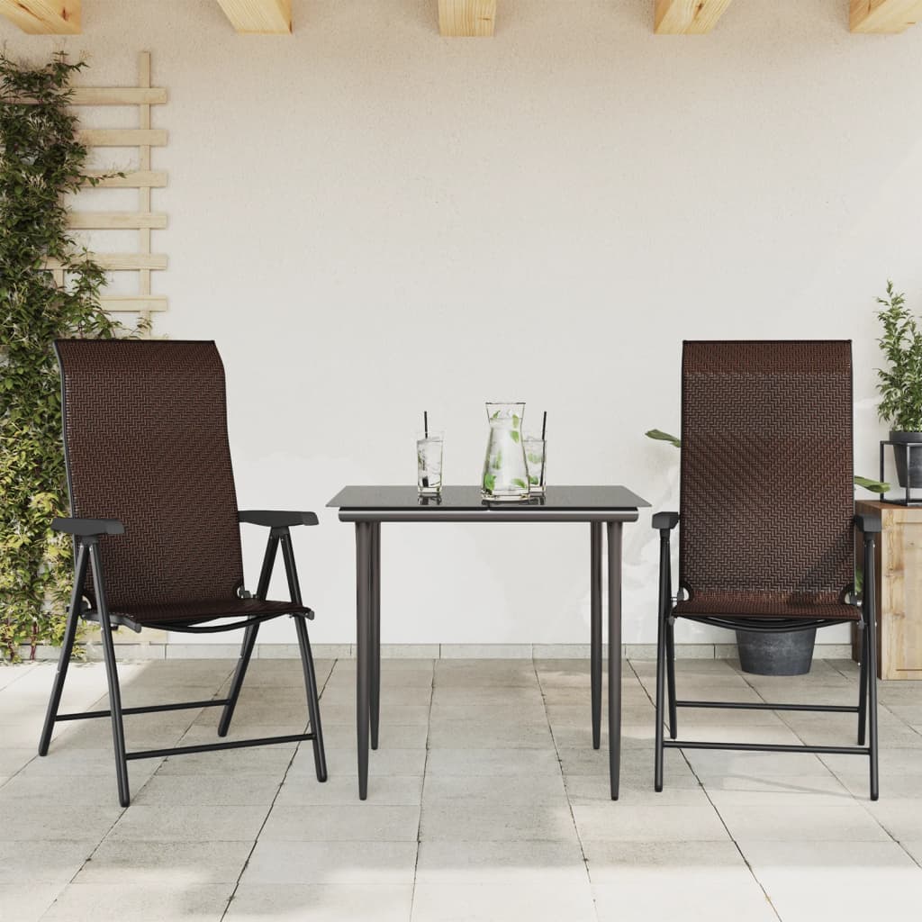 vidaXL Tuinstoelen 4 st inklapbaar poly rattan bruin