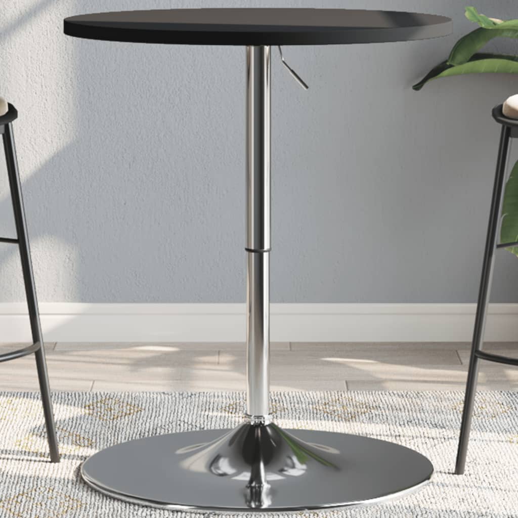 vidaXL Bar Table 60x60x90 cm Engineered Wood and Chromed Steel Black
