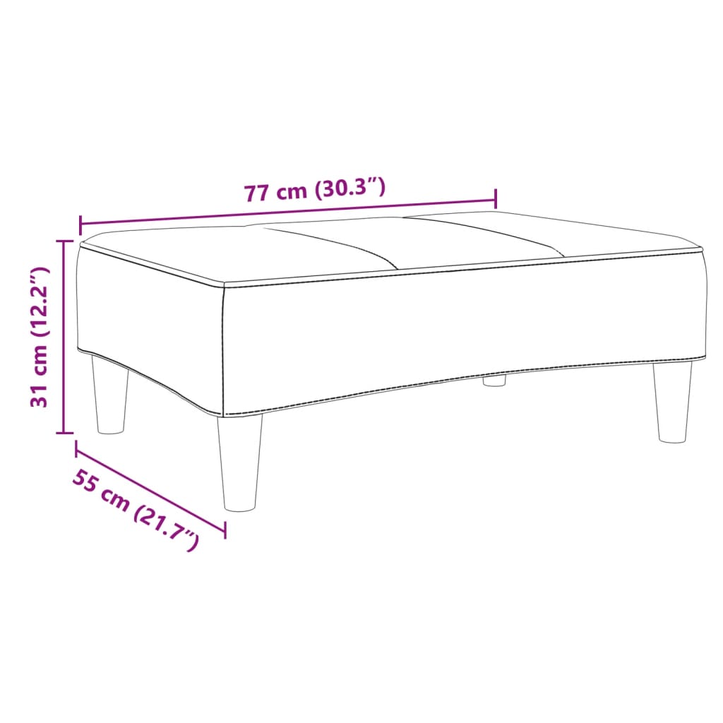 vidaXL Footstool 77x55x31 cm fabric light grey