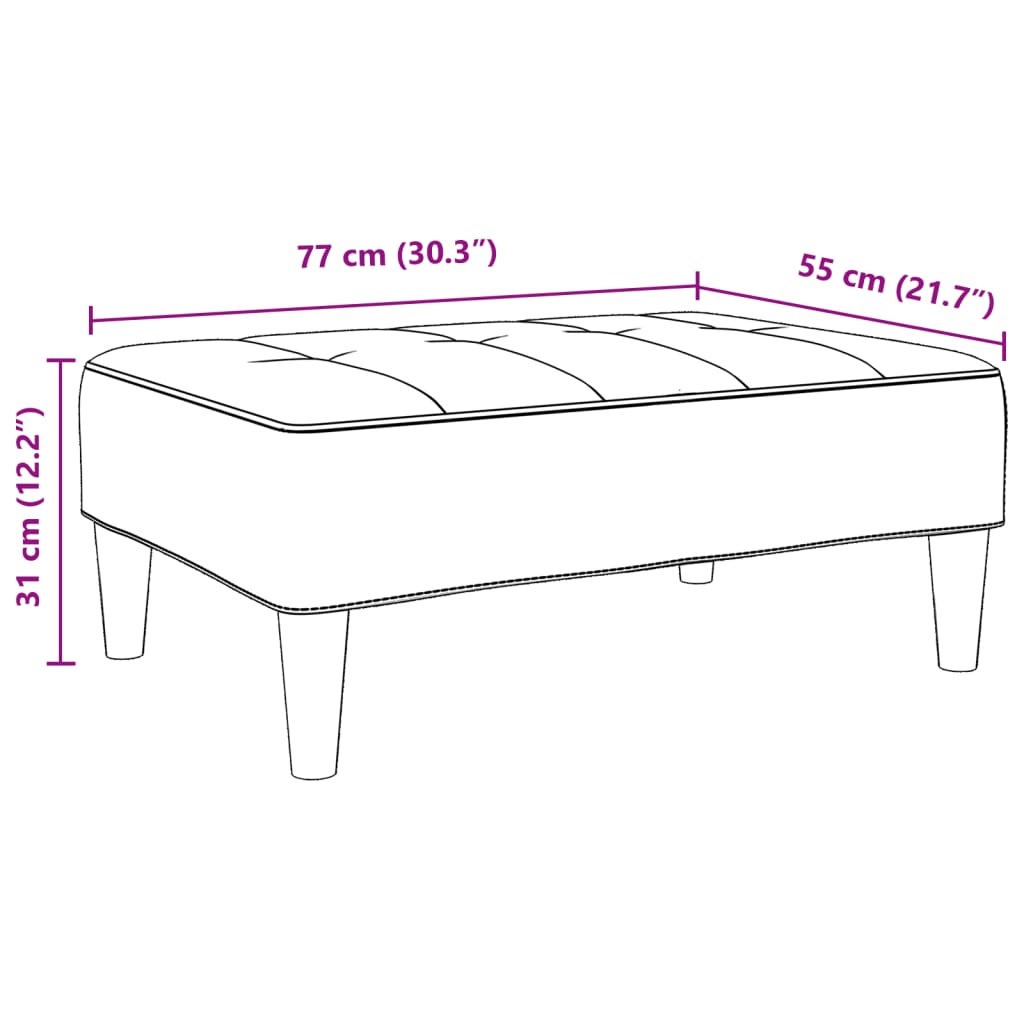 vidaXL Voetenbank 77x55x31 cm stof lichtgrijs