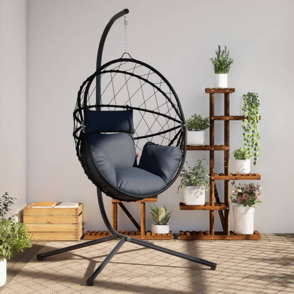 vidaXL Hanging Chair with Stand Rattan and Steel Anthracite