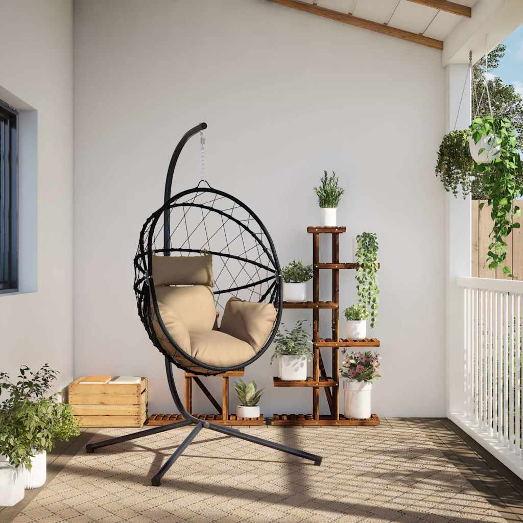 vidaXL Hanging Chair with Stand Rattan and Steel Anthracite