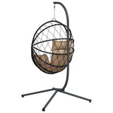 vidaXL Hanging Chair with Stand Rattan and Steel Anthracite
