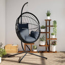 vidaXL Hanging Chair with Stand Rattan and Steel Anthracite