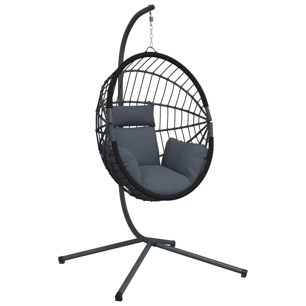 vidaXL Hanging Chair with Stand Rattan and Steel Anthracite